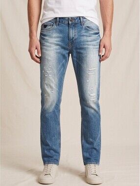 Guess Distressed Medium Wash Slim Tapered Jeans Men's 34